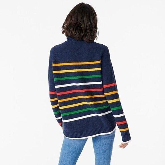 J. Crew Womens Wool Alpaca Striped Rainbow Sweater Sz XS Relaxed Preppy Classic - Picture 10 of 10